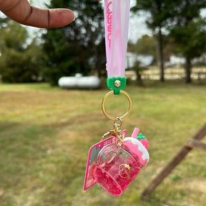 Cute strawberry liquid keychain